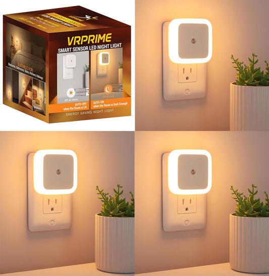 Plastic 3pc Night Lamp Sensor Light for Bed Side Home (Pack of 4)