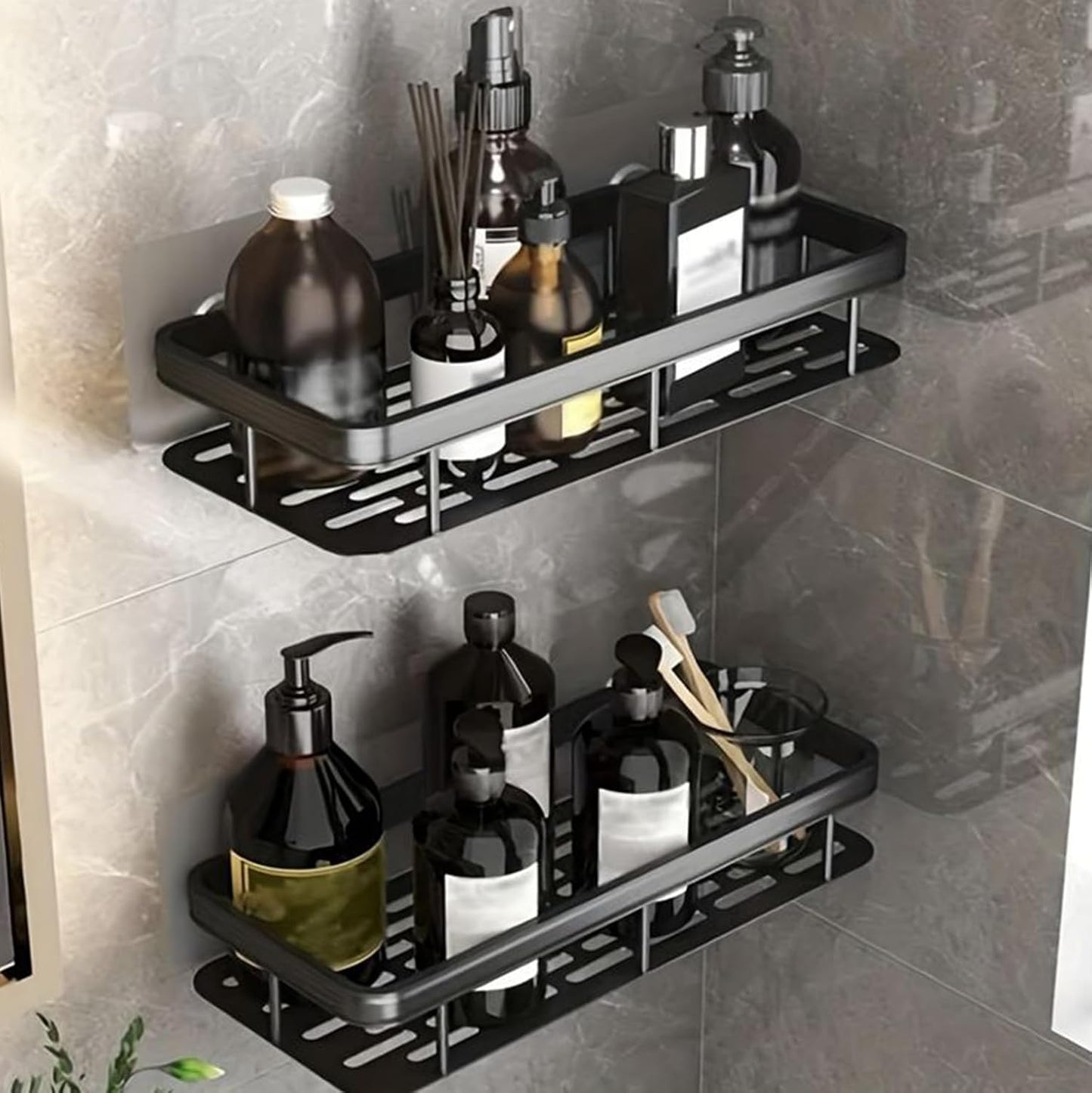 Multipurpose Wall Mounted Bathroom Shelves  (Pack of 2)