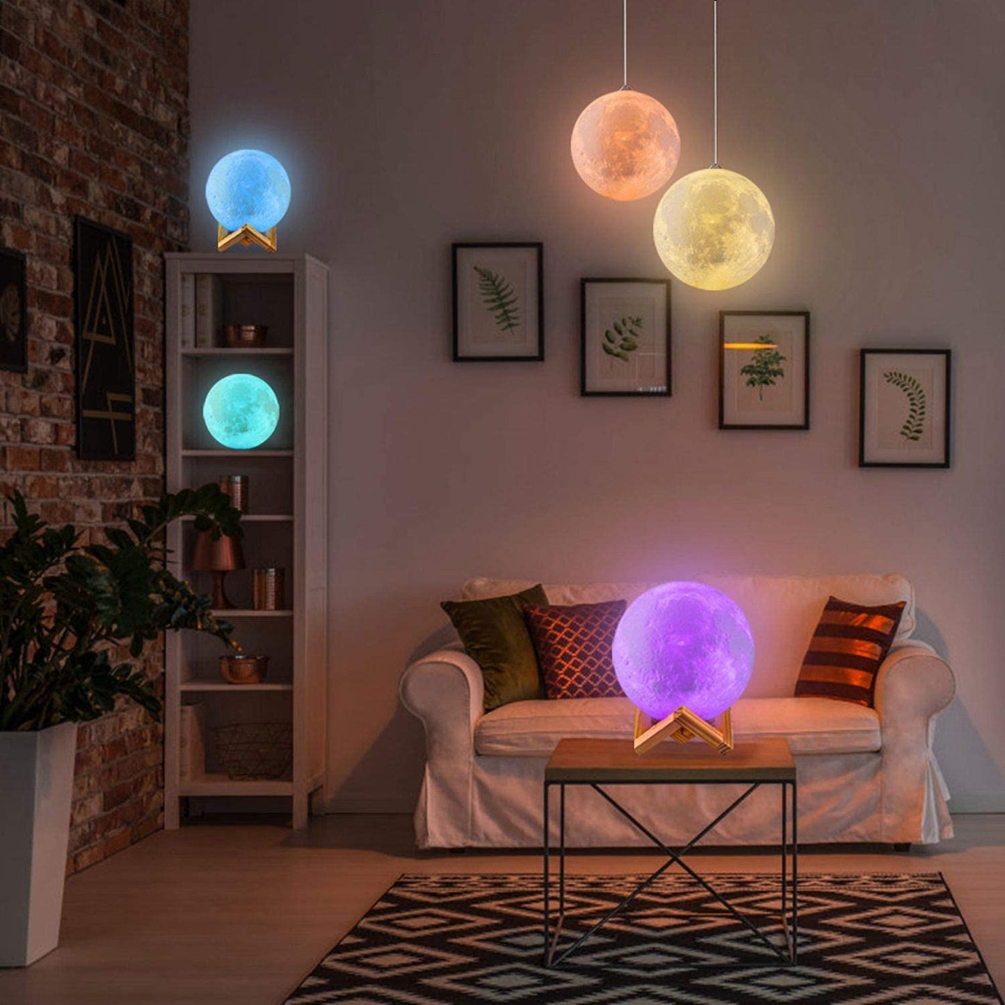 3D 7 Color Changeable Moon Lamp