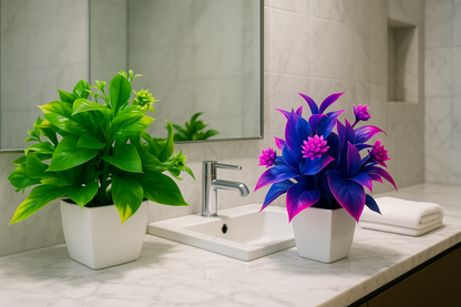 Vibrant Artificial Flower Pots – Set of 6 Colorful Decorative Plants